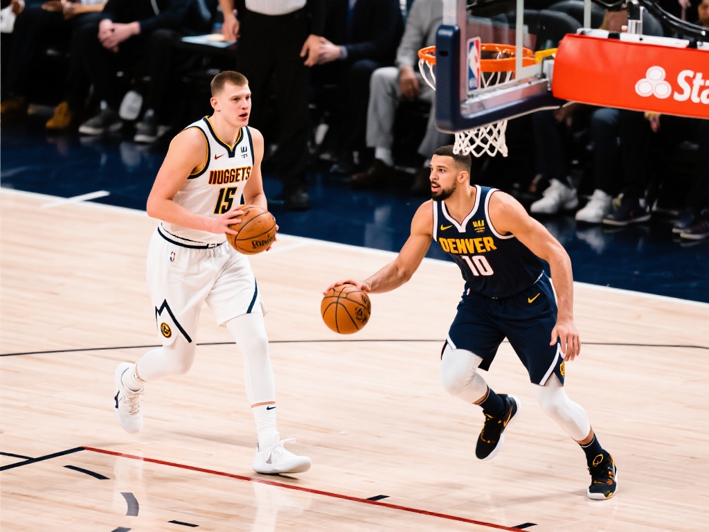 以某场比赛为例，约基奇在高位持球时，迅速